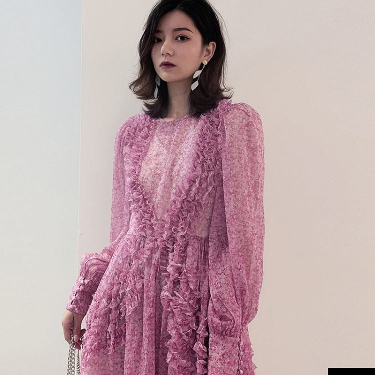 Heavy Craft Applique Pleated Dress
