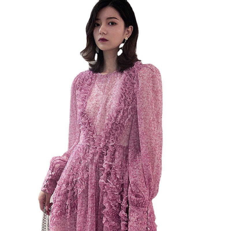 Heavy Craft Applique Pleated Dress