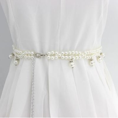 Summer Women''s Pearl Waist Chain Fashion Versatile Decorative Dress With Clothes New Skirt Small Belt Elegant