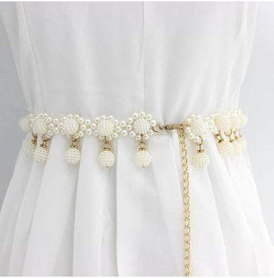 Summer Women''s Pearl Waist Chain Fashion Versatile Decorative Dress With Clothes New Skirt Small Belt Elegant
