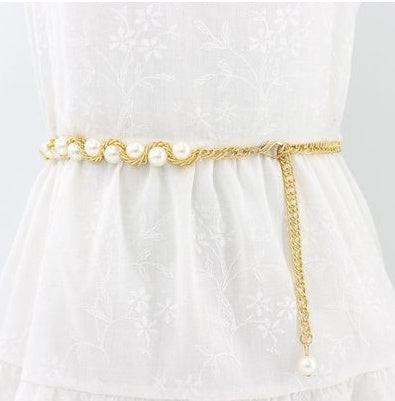 Summer Women''s Pearl Waist Chain Fashion Versatile Decorative Dress With Clothes New Skirt Small Belt Elegant