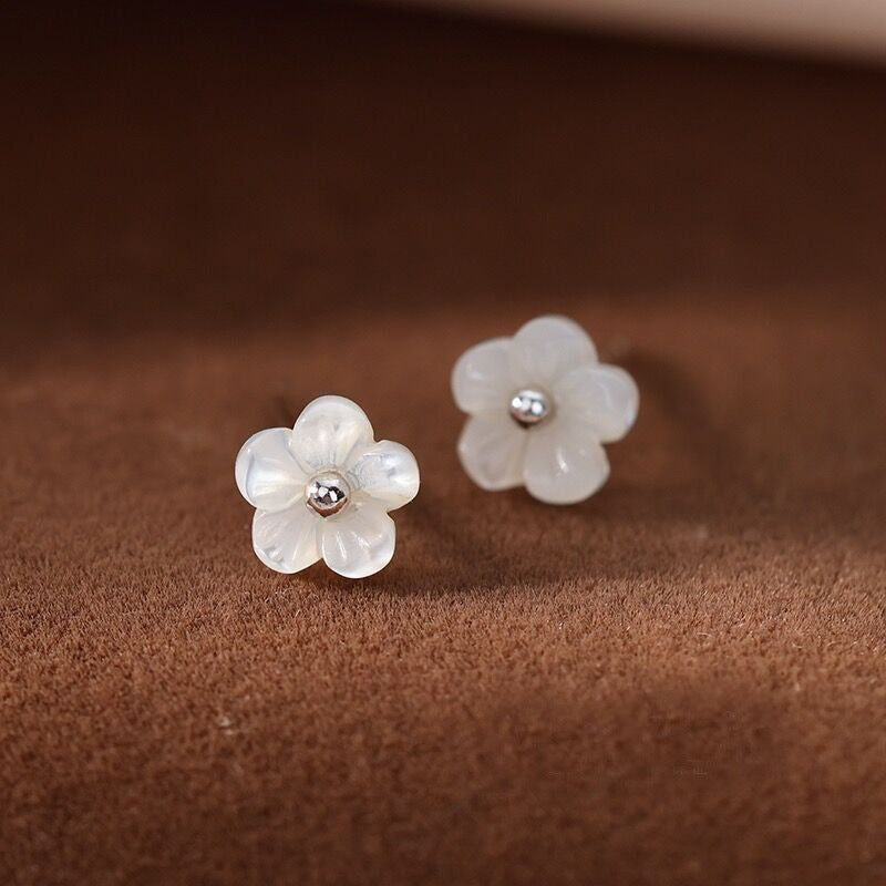 Sterling Silver Flower Ear Studs Simple Graceful