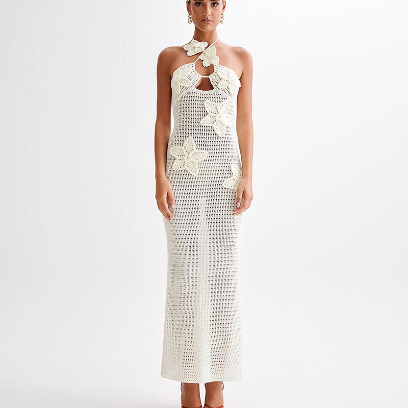 Slim Halterneck Dress With Stars Summer Seaside Beach Long Dresses