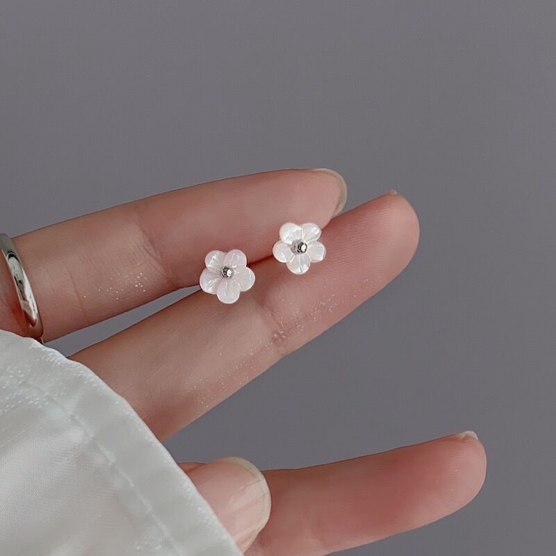 Sterling Silver Flower Ear Studs Simple Graceful