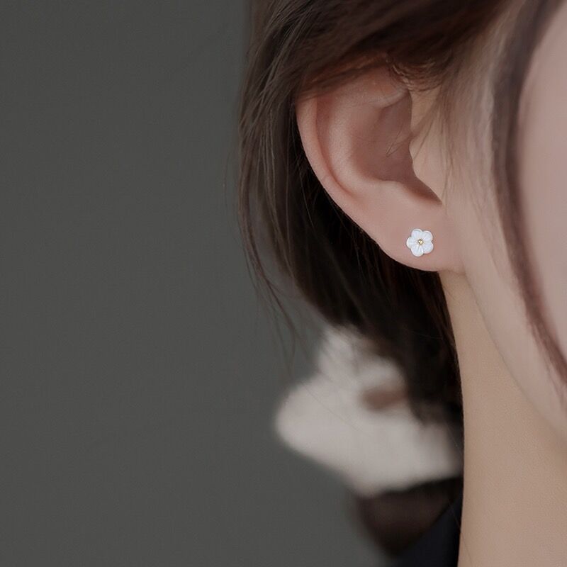 Sterling Silver Flower Ear Studs Simple Graceful