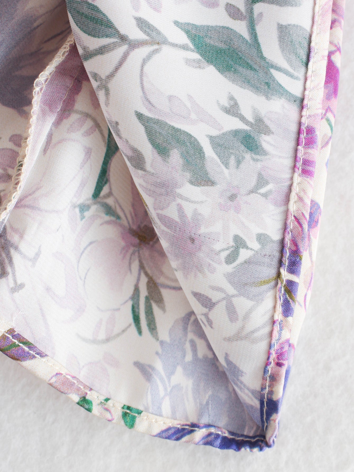 Long Sleeve Silk Satin Texture Print Dress