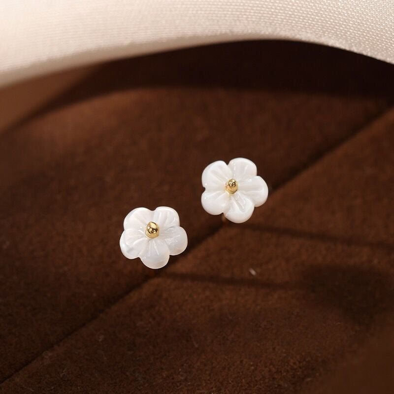Sterling Silver Flower Ear Studs Simple Graceful