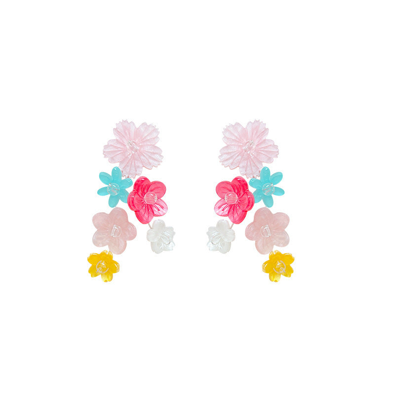 Colorful Flower Tassel Earrings