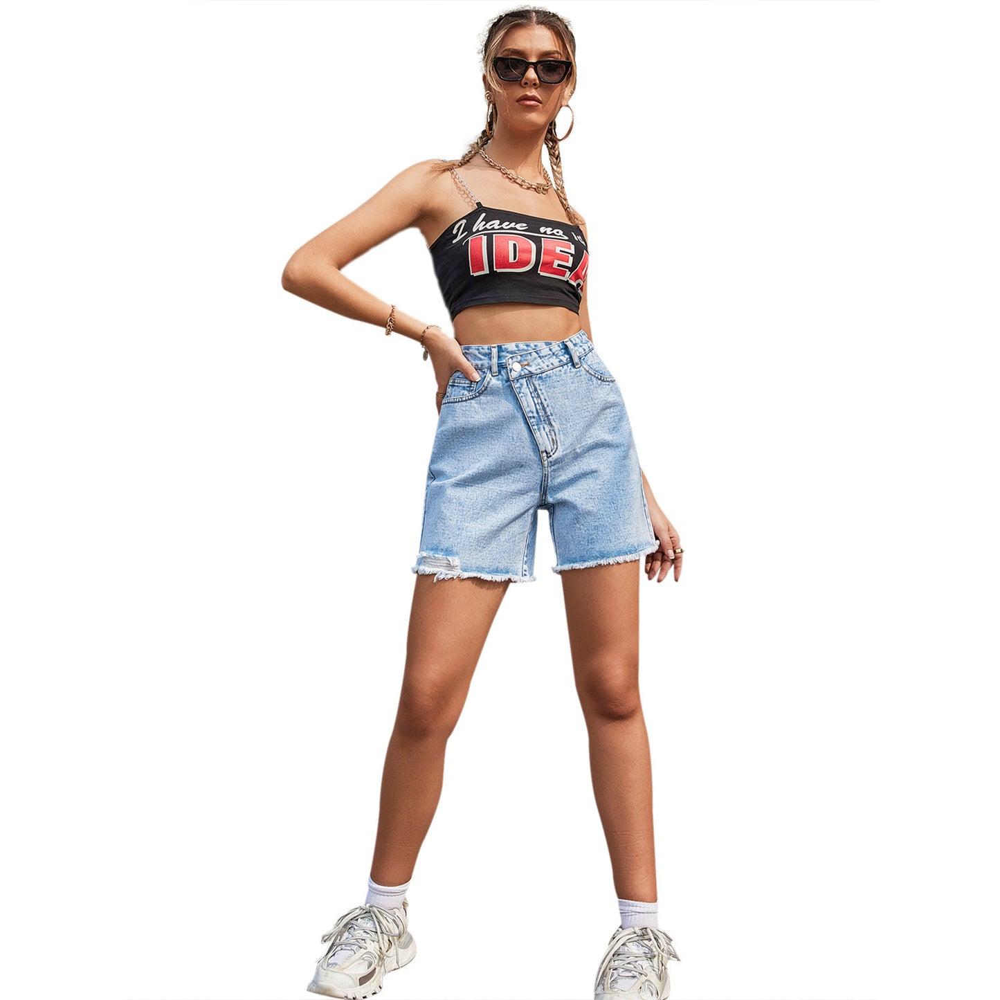 High Waist Loose And Slimming Denim Shorts