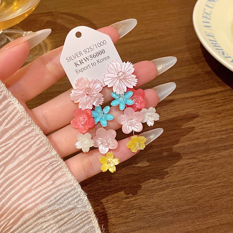 Colorful Flower Tassel Earrings