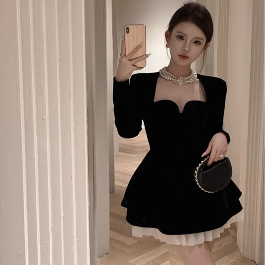 Plus Size Waist Trimming Evening Dress Women Vintage Dress