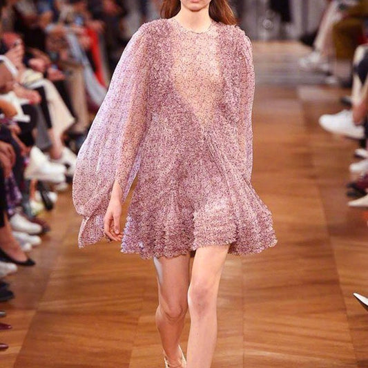 Heavy Craft Applique Pleated Dress