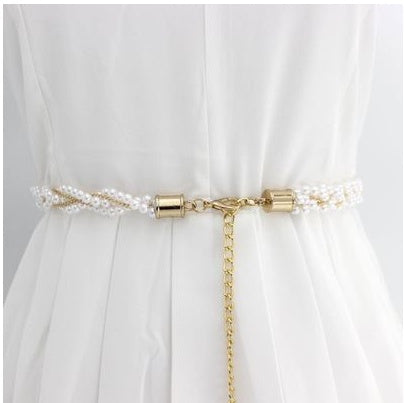 Summer Women''s Pearl Waist Chain Fashion Versatile Decorative Dress With Clothes New Skirt Small Belt Elegant