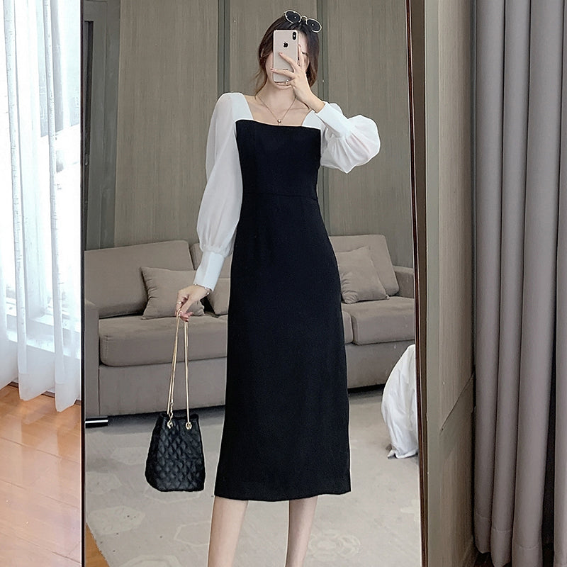 French Vintage Square Neck Dress Girl