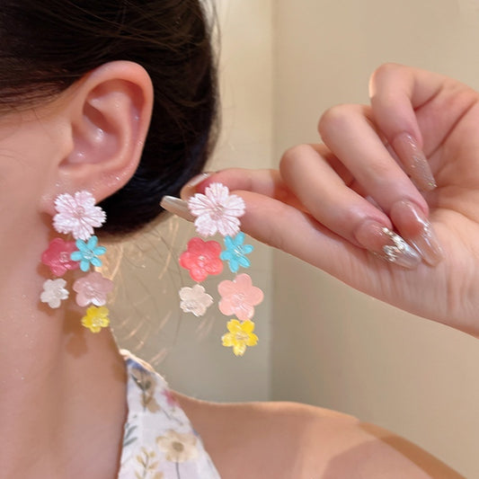 Colorful Flower Tassel Earrings