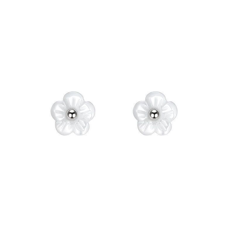 Sterling Silver Flower Ear Studs Simple Graceful