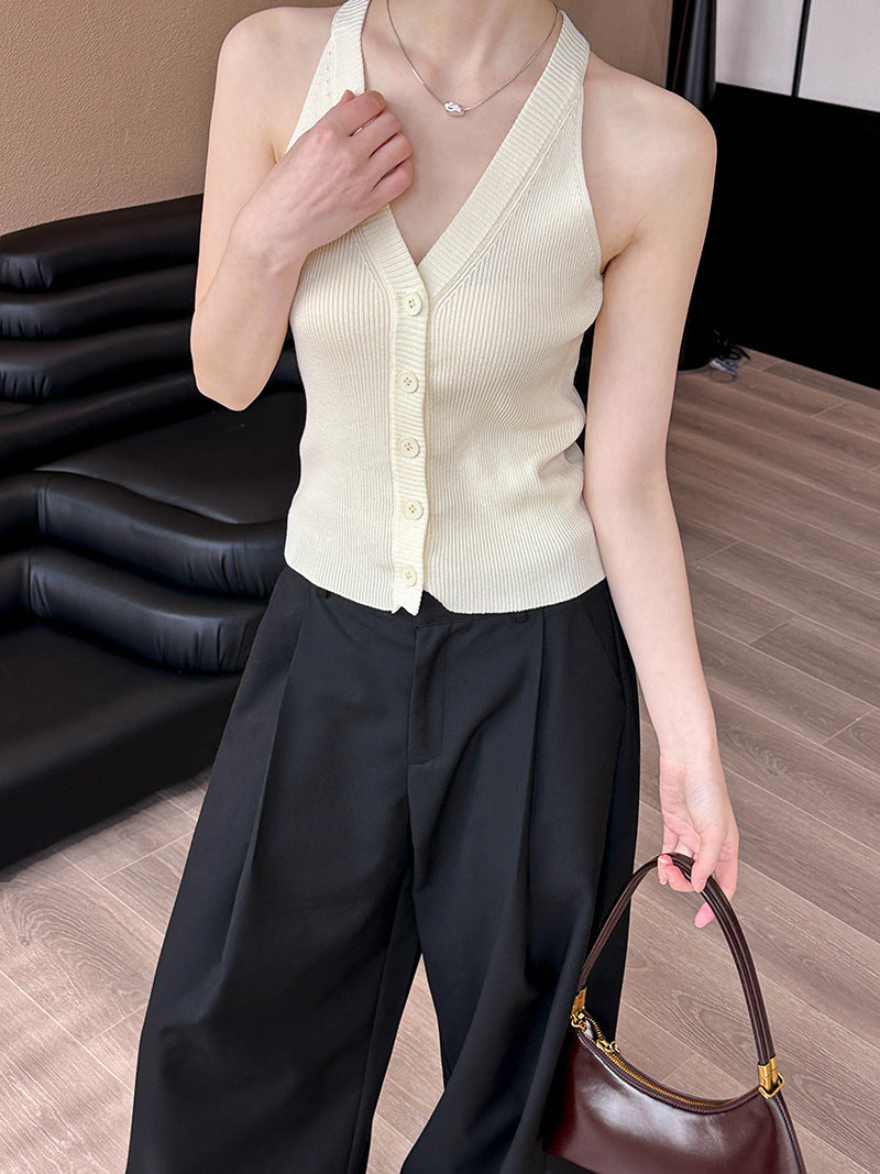 Style Loose V-Neck Sleeveless Knitwear