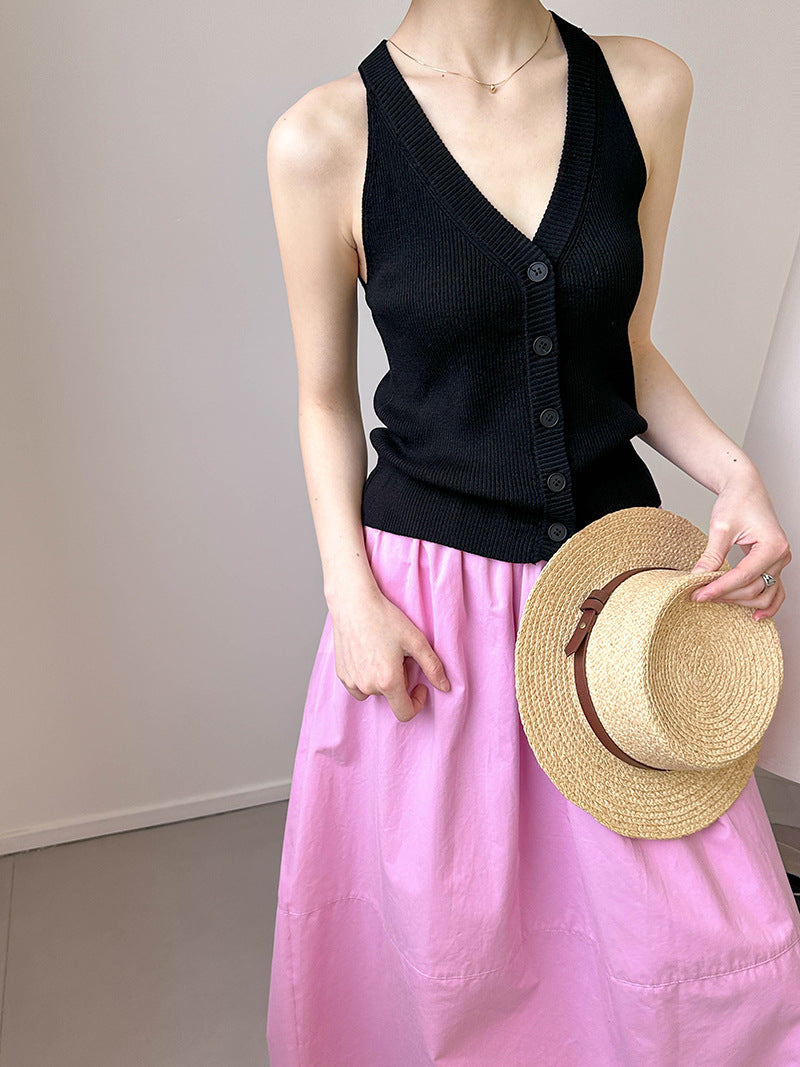 Style Loose V-Neck Sleeveless Knitwear