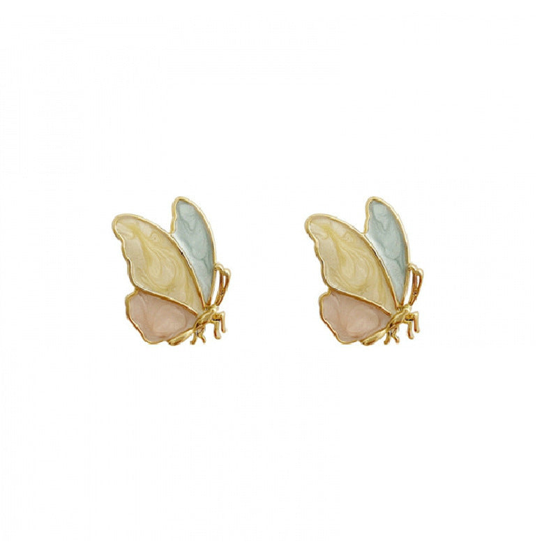 925 Silver Needle Korean Version Of Simple Dripping Butterfly Earrings Female  Ear Jewelry