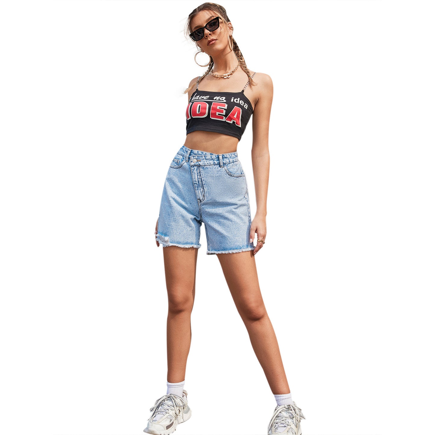 High Waist Loose And Slimming Denim Shorts